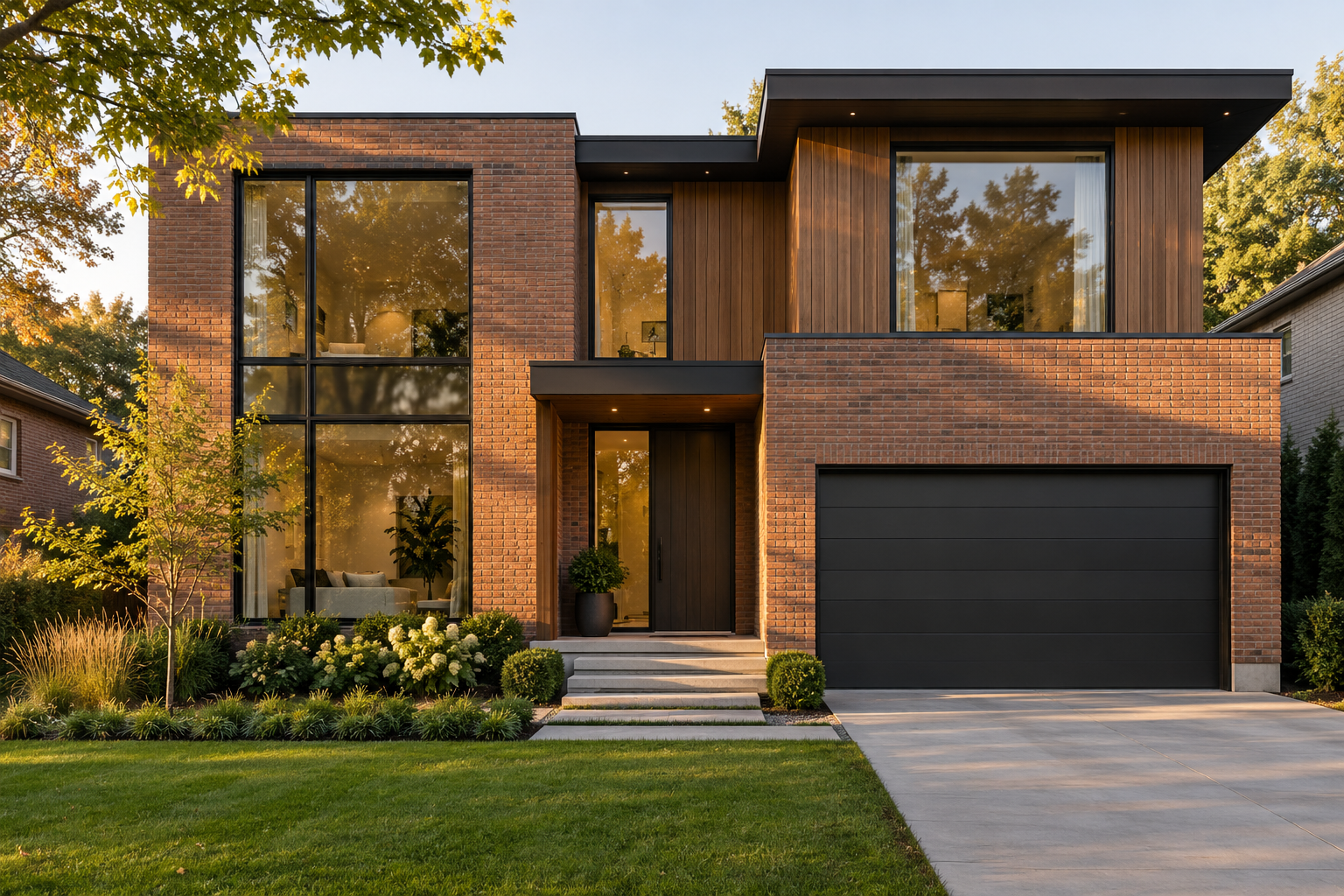 Projects Architectural concept: contemporary brick and wood residence