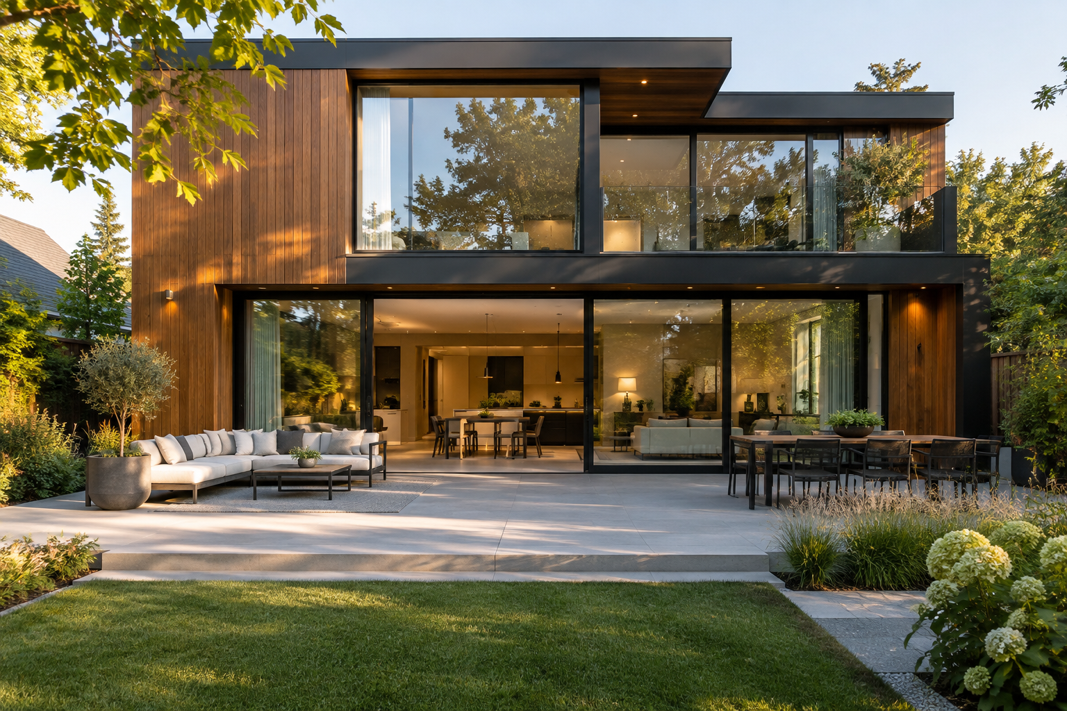Projects Architectural concept: garden-facing modern residence